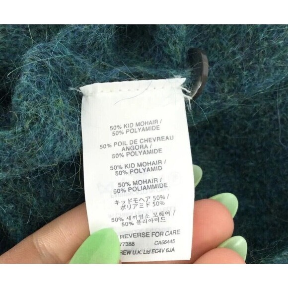 J. Crew Green Kid Mohair V-Neck Button Down Long Sleeve Cardigan Sweater Small - Picture 7 of 7